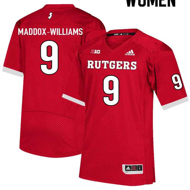 Women #9 Tyreek Maddox-Williams Rutgers Scarlet Knights College Football Jerseys Sale-Scarlet - Click Image to Close